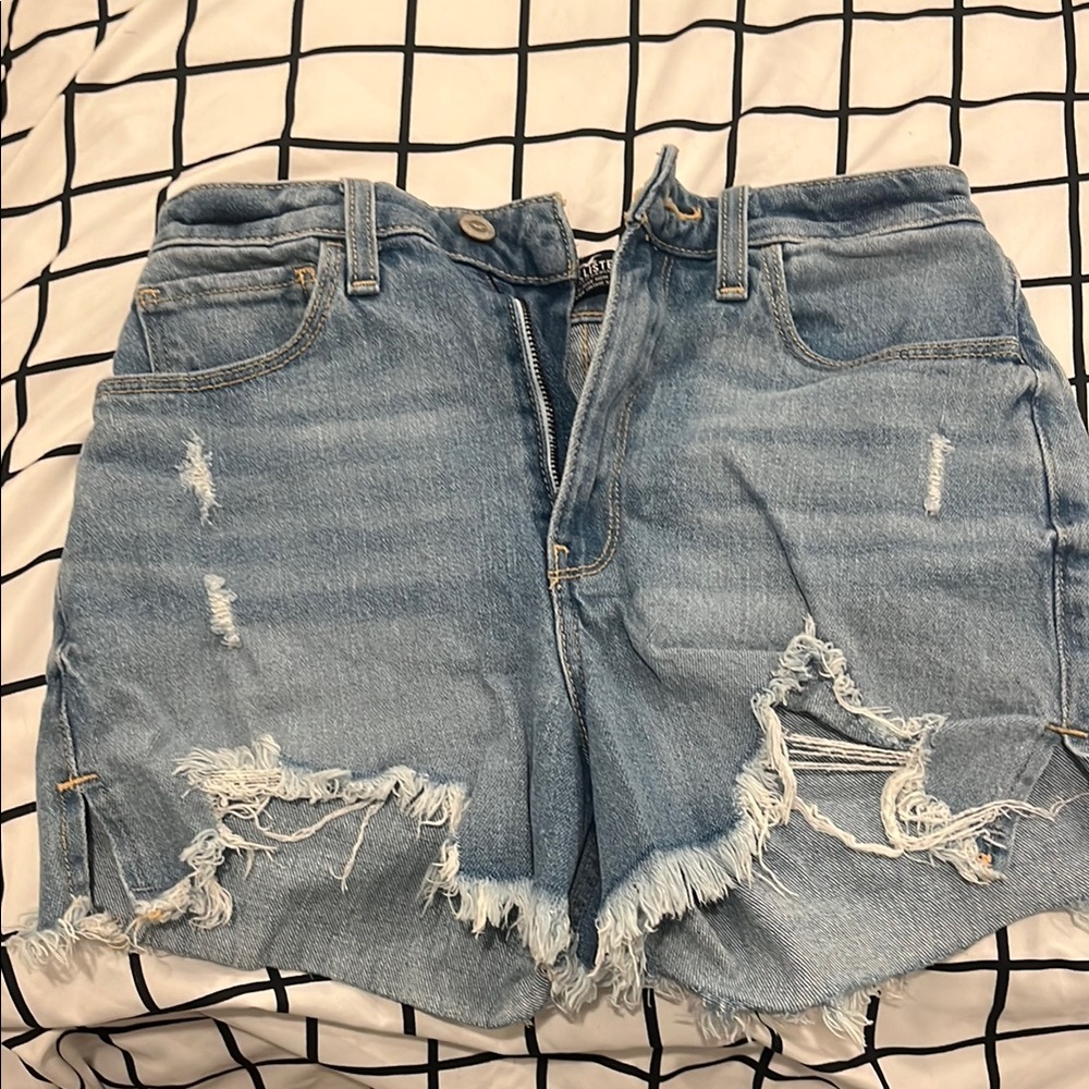 Distressed Light Blue Denim Shorts